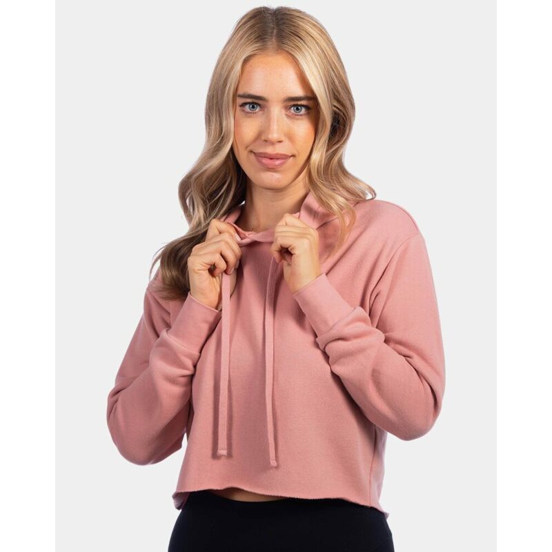 Women's Laguna Sueded Raw Edge Crop Hoodie Sweatshirt Thumbnail