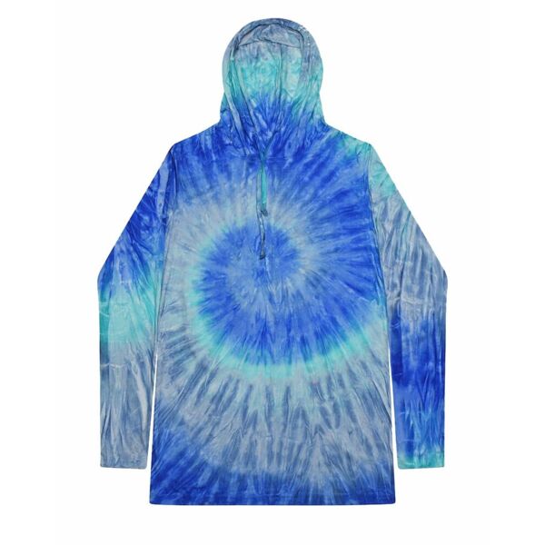 Unisex Tie-Dyed Hooded Long Sleeve T-Shirt Thumbnail