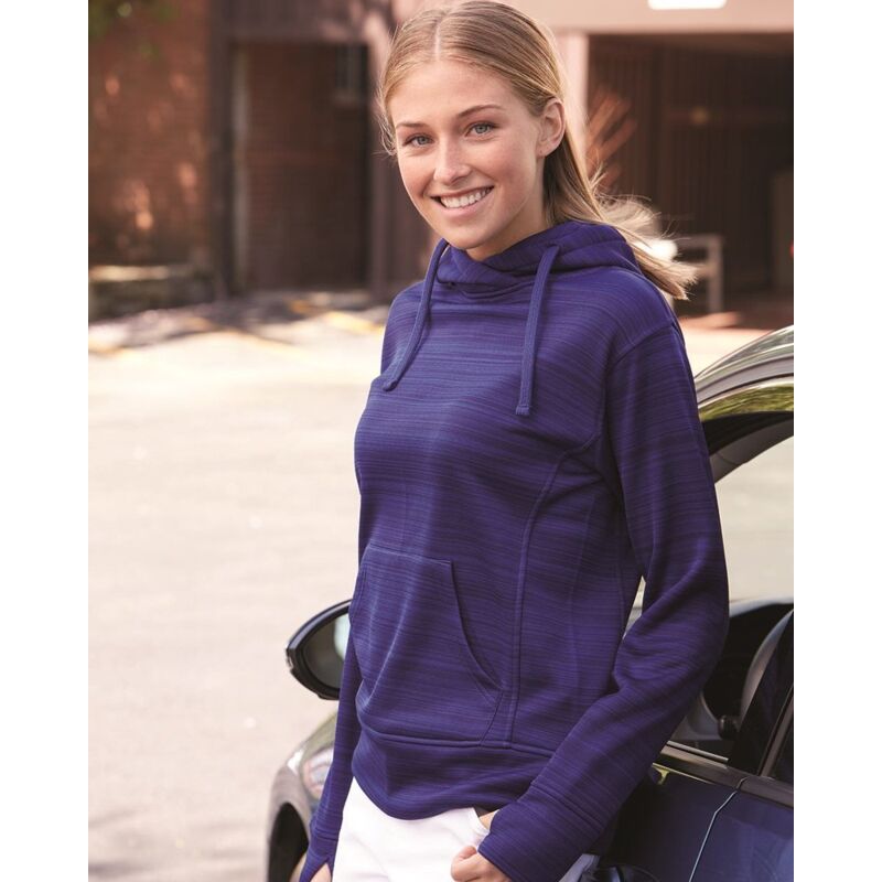 Women's Odyssey Striped Performance Fleece Lapover Hooded Sweatshirt Thumbnail